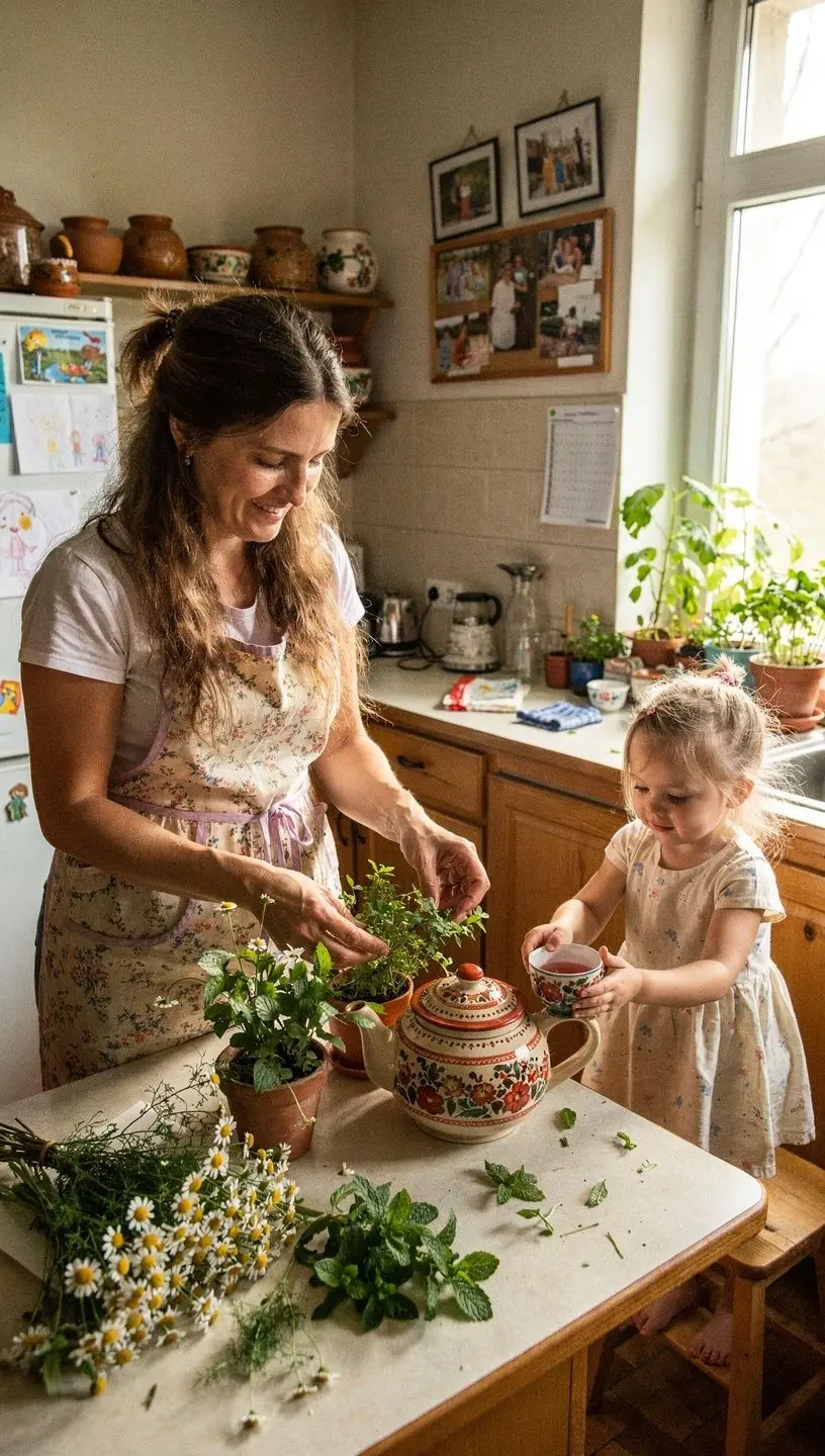 Rinktinės džiovintų vaistažolių asortimentas, skirtas kasdieniam ramiam gyvenimui palaikyti, pateiktas švarioje stiklinėje.