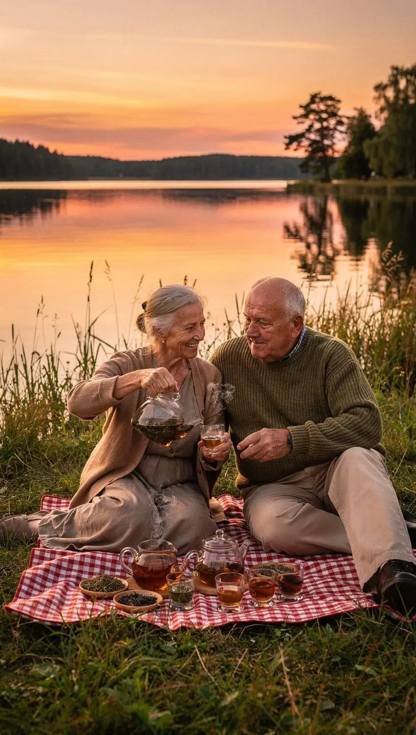 Moteris ramiai gurkšnoja žolelių arbatą jaukioje namų aplinkoje, pabrėžiant kasdienio atsipalaidavimo svarbą.